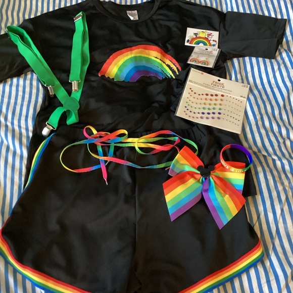 various Accessories - NEW SET;Pride WearEarrings/Face Decals/Hair Bow/Tee/Shorts/magnet/bracelet/sox➕